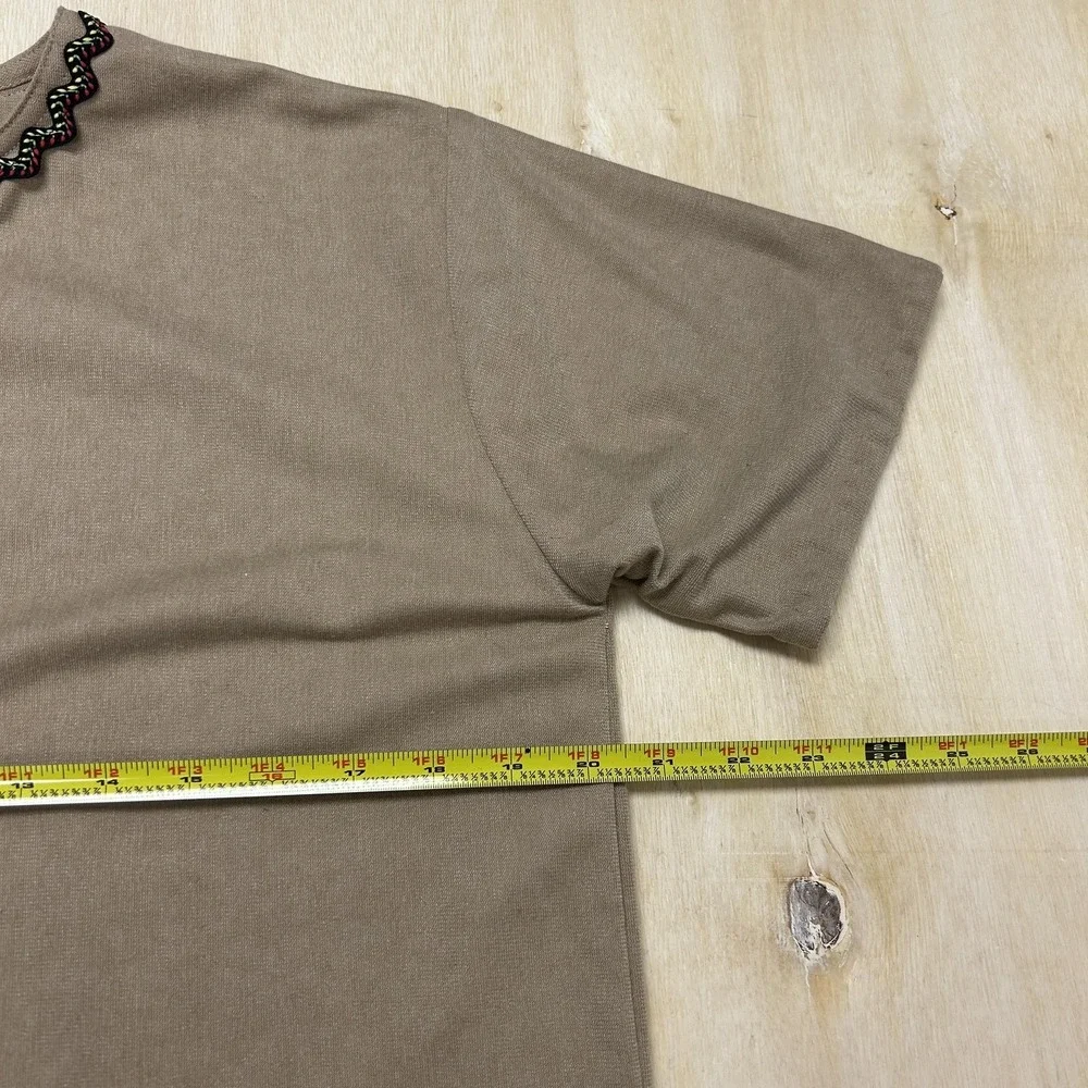 Hello Girls Shirt Girls XL Beige Embroidered Trim Short Sleeve T-Shirt Top